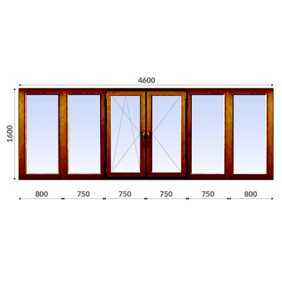 Балкон П-образный 1600x4600 Wintech 70 мм 1-камерный стеклопакет ламинированный энергосберегающий