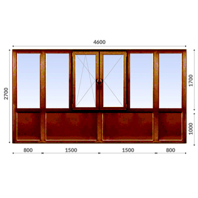 Французский балкон 2700x4600 WDS 70 мм 2-камерный стеклопакет ламинированное